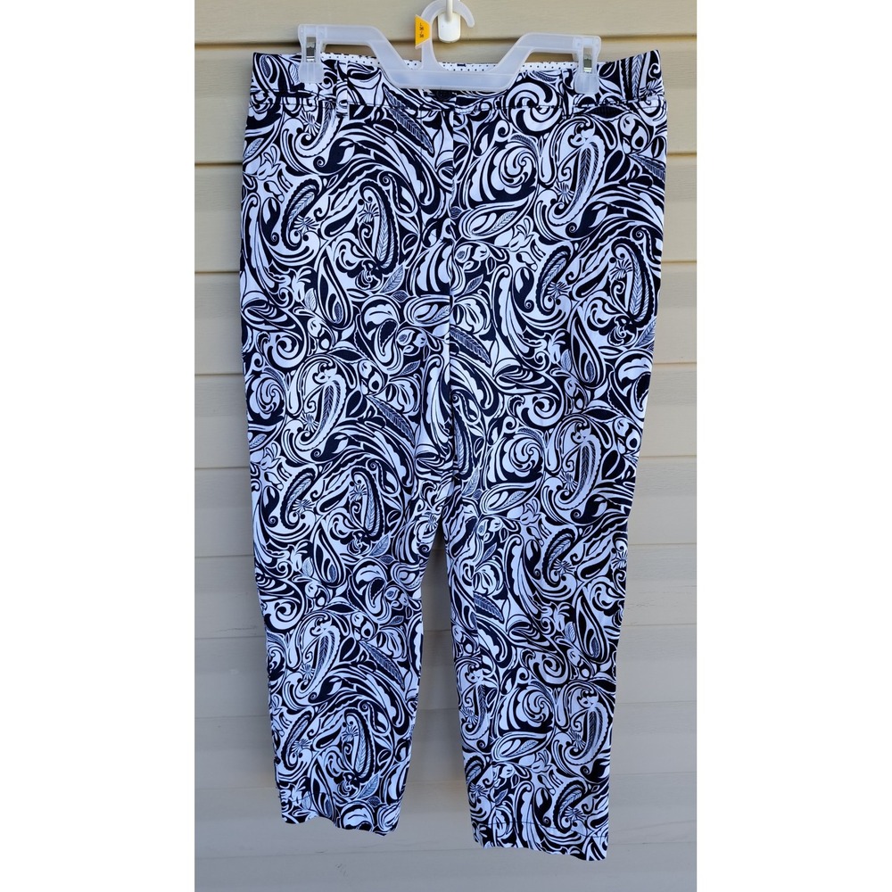 Talbots Cotton Stretch Floral Paisley Perfect Crop Pants Capri 8 High Rise